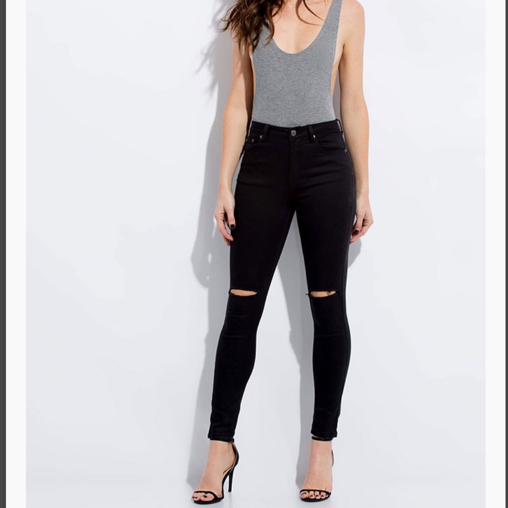Classic black ripped jeans